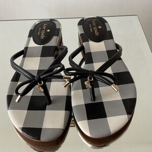 NWOT Kate Spade Sandals Mystic Plaid SZ 7.5 Bow Detail Clean One Owner Stored
